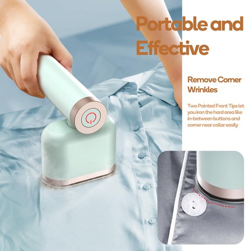 Newbealer Steamer for Clothes, 1200W Portable Steam Iron, 2 Steam Levels, Horizontal and Vertical Steaming, Dry Ironing, 15s Heat Up, Rotatable, 302°F Garment Wrinkle Remover, Green (120V Only)