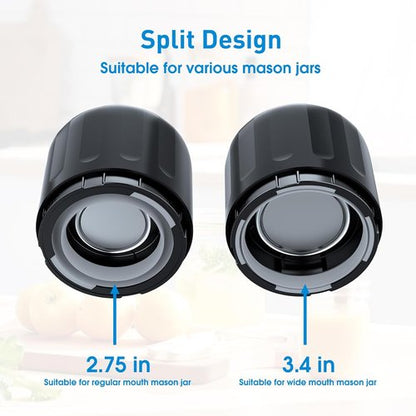 **Upgraded Auto Stop Electric Mason Jar Vacuum Sealer Kit - Fully Automatic for Wide & Regular Mouth Jars | Large Screen & Battery Level Display**