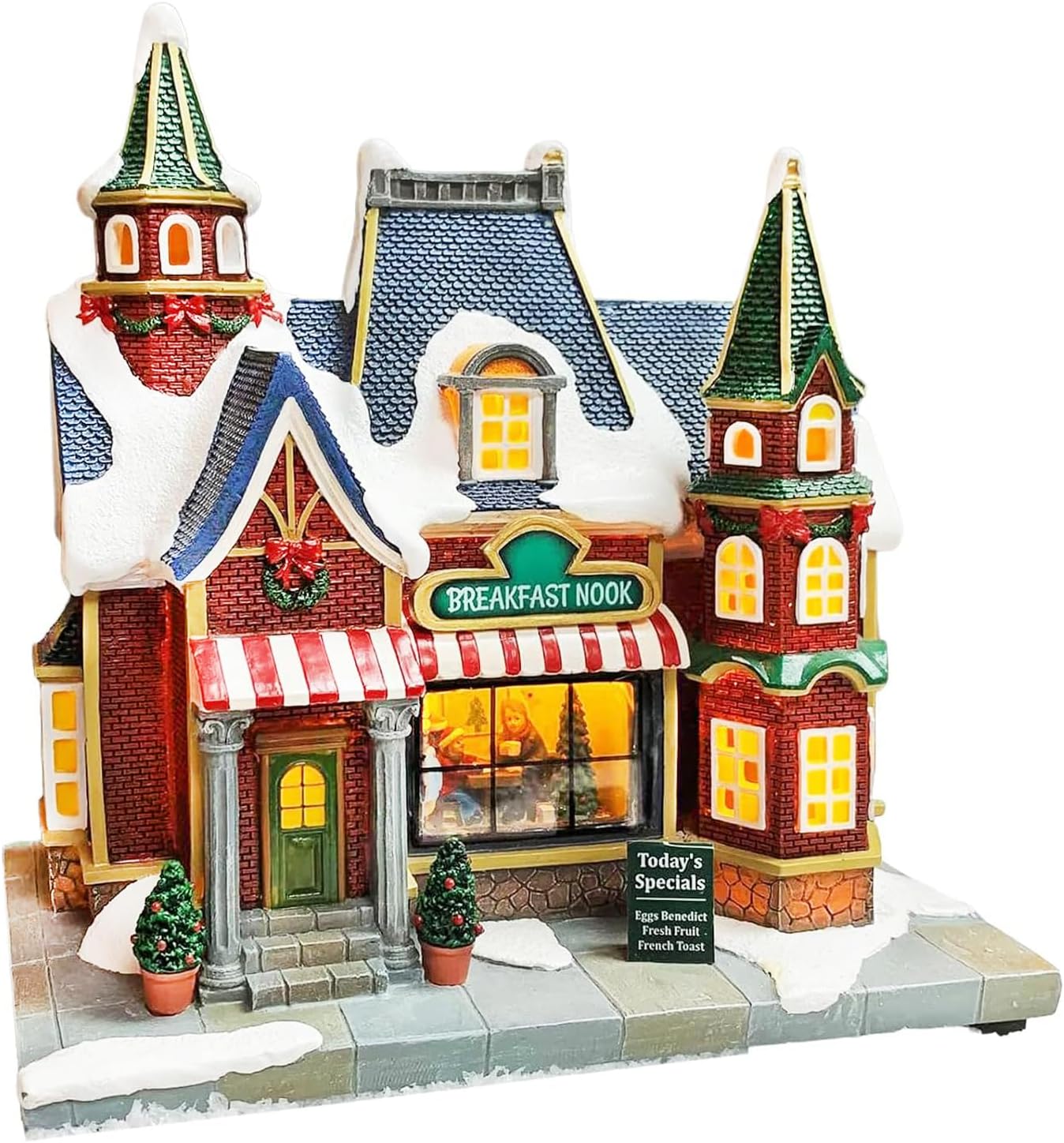 Moments In Time Lighted Christmas Village Building - LED Music & Battery Operated | Plays 8 Holiday Songs