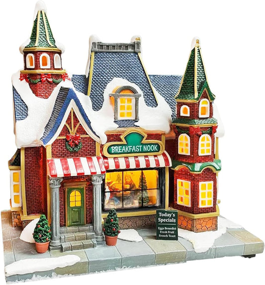 Moments In Time Lighted Christmas Village Building - LED Music & Battery Operated | Plays 8 Holiday Songs
