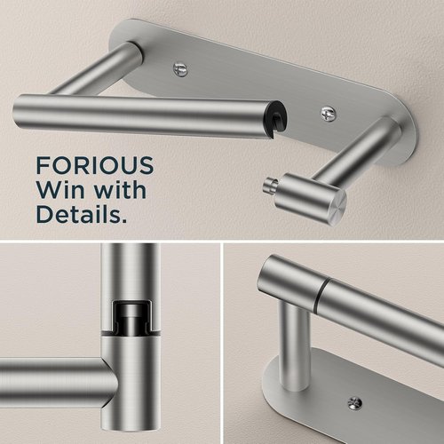 FORIOUS Toilet Paper Holder - Rustproof Stainless Steel Wall Mount | Pivoting Design, 2 Pack Brushed Nickel