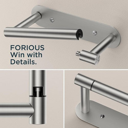 FORIOUS Toilet Paper Holder - Rustproof Stainless Steel Wall Mount | Pivoting Design, 2 Pack Brushed Nickel