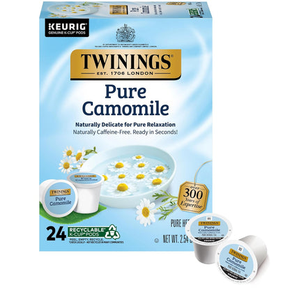Twinings Pure Camomile Herbal Tea K-Cup Pods - Naturally Caffeine-Free, 24 Count | Enjoy Hot or Iced