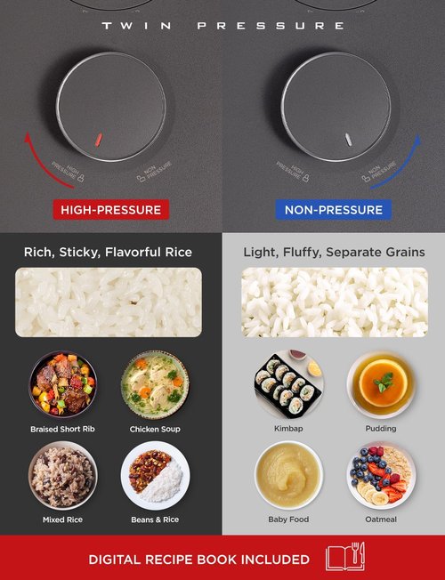 CUCKOO Twin Pressure Rice Cooker - 6-Cup Uncooked / 12-Cup Cooked | Induction Heating, Silent Pressure, Gray