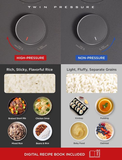 CUCKOO Twin Pressure Rice Cooker - 6-Cup Uncooked / 12-Cup Cooked | Induction Heating, Silent Pressure, Gray