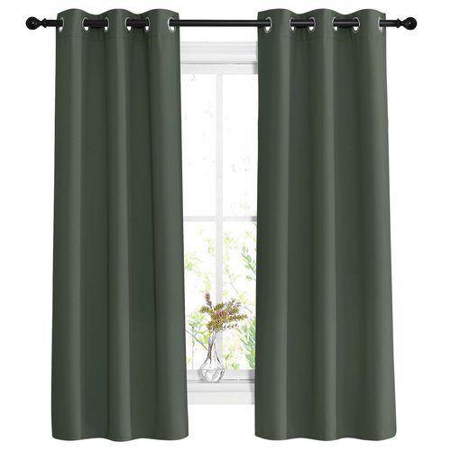 NICETOWN Bedroom Curtains 63 inch Length 2 Panels - Grommet Top Blackout Room Darkening Sound Reduction Privacy Thermal Drapes for Flat/Laundry, Dark Mallard, W37 x L63