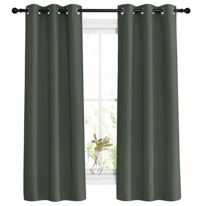 NICETOWN Bedroom Curtains 63 inch Length 2 Panels - Grommet Top Blackout Room Darkening Sound Reduction Privacy Thermal Drapes for Flat/Laundry, Dark Mallard, W37 x L63