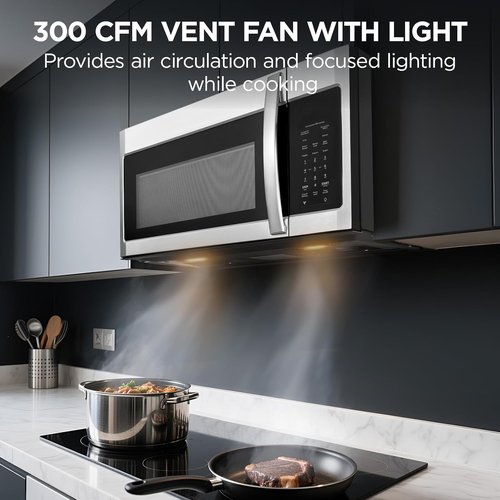 BLACK+DECKER Over The Range Microwave Oven - Air Fryer & Convection Modes, 1.5 Cu.Ft., Stainless Steel