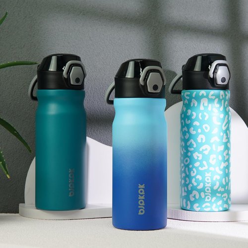 BJPKPK Stainless Steel Insulated Water Bottle - 25oz Reusable Thermal Flask with Straw Lid | Laguna Color