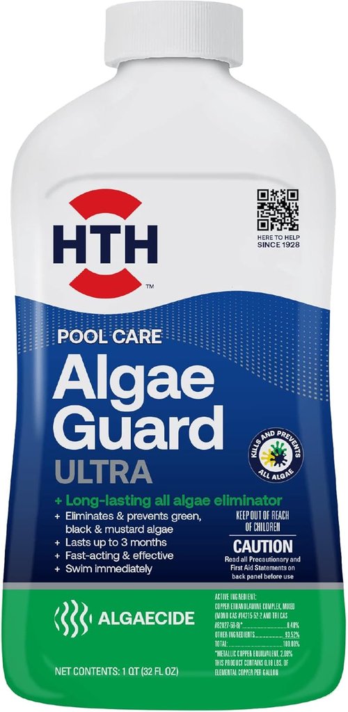 HTH 67089 Algae Guard Ultra - Long Lasting Swimming Pool Care Chemical, 32 Fl Oz
