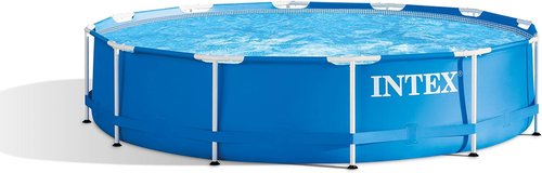 Intex Metal Frame Above Ground Pool Set - 12 Ft Round with 530 GPH Filter Pump & Type A Cartridge