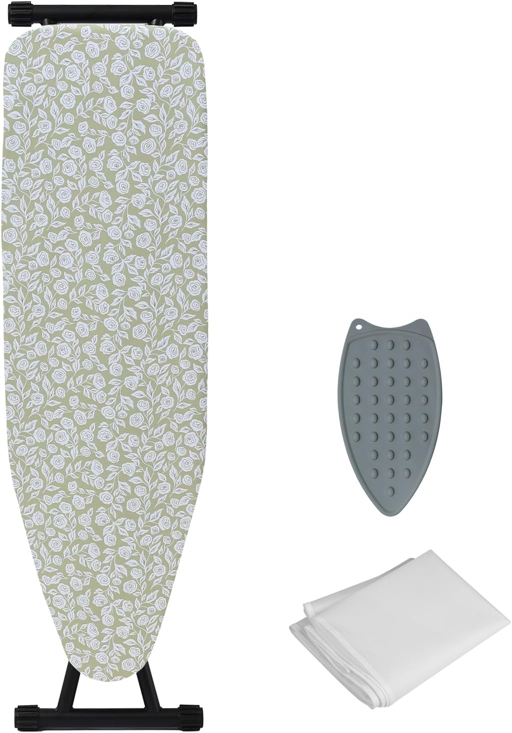 Skiennix Adjustable Height Ironing Board - Folding Design with Heat-Resistant Cover | Compact Flower Print