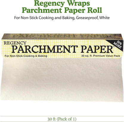Regency Wraps Parchment Paper - Non-Stick Baking & Cooking | Greaseproof, 30ft Roll, White