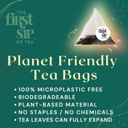 Creme De La Earl Black Tea, Pyramid Sachet Tea Bags, Madagascar Vanilla & Pure Bergamot, Earl Grey Cream, High Caffeine - 16 Cups | The Spice Hut, First Sip Of Tea