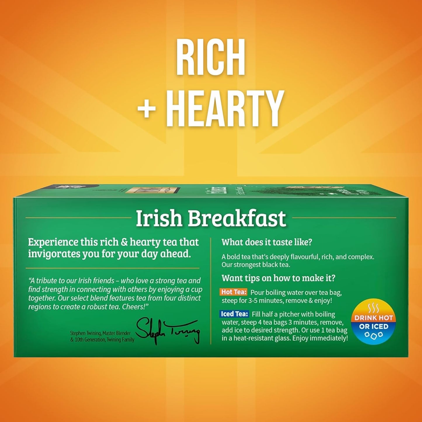 Twinings Irish Breakfast Black Tea - Bold & Robust Flavor, 100 Individually Wrapped Teabags