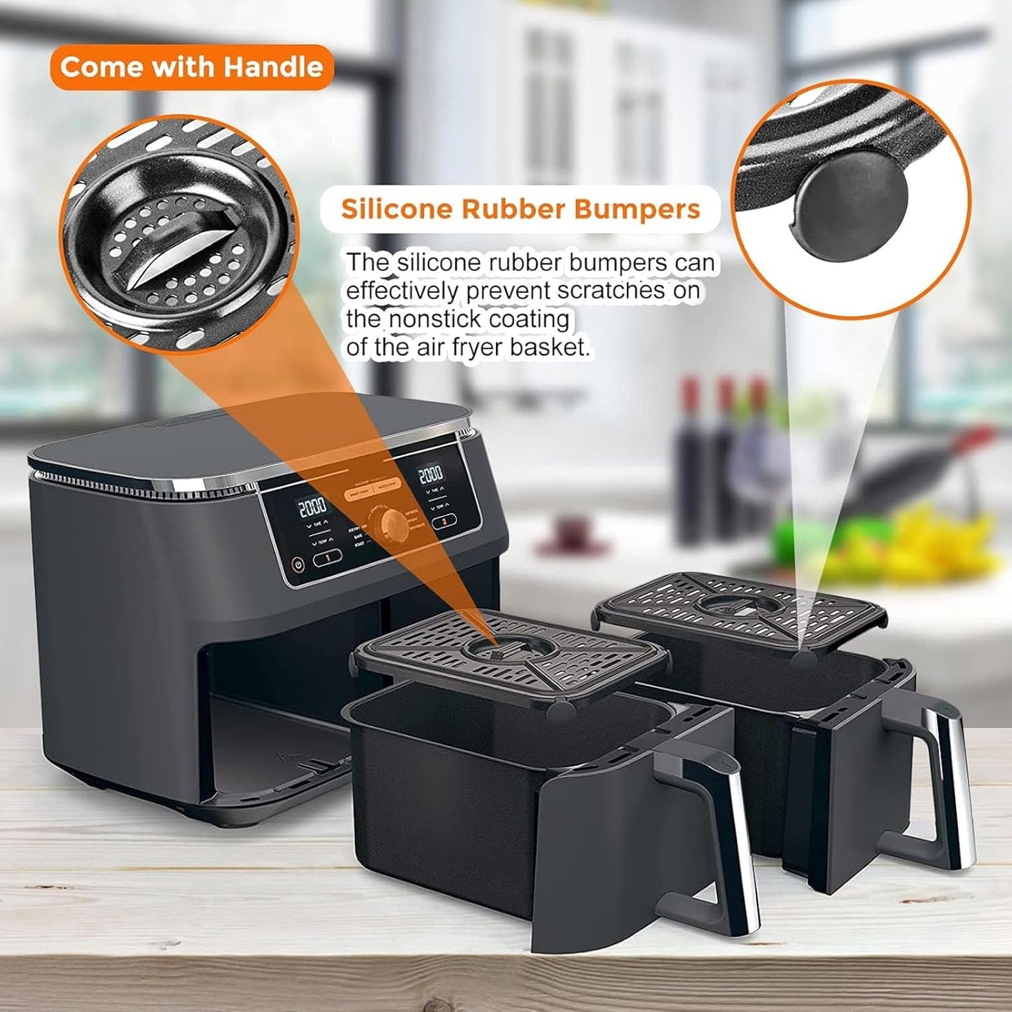 Ninja Foodi Air Fryer Replacement Parts - 2 PCS Non-Stick Grill Pan & Crisper Plate | Dishwasher Safe
