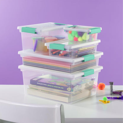 Sterilite Clip Box - Stackable Small Storage Bin with Latching Lid for Office & Crafts | Clear, 1-Pack