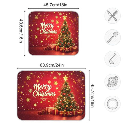 Christmas Dish Drying Mat 18x24in - Quick-Absorb Dish Rack Pad for Kitchen (Variation: Christmas #9+18x24in)
