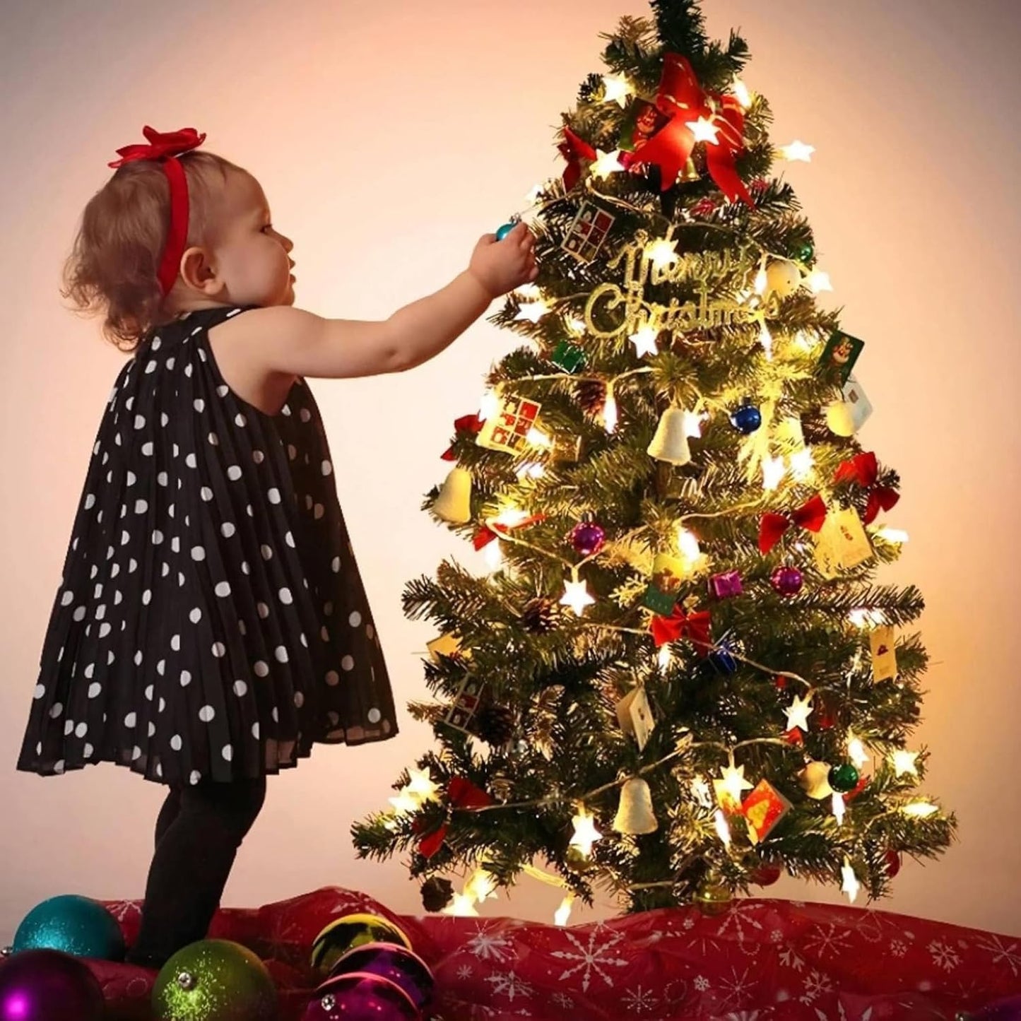 Star String Lights - 20 FT 40 LED Battery Operated Twinkle Lights | Warm White Star Fairy Lights for Home, Bedroom, and Outdoor Decor