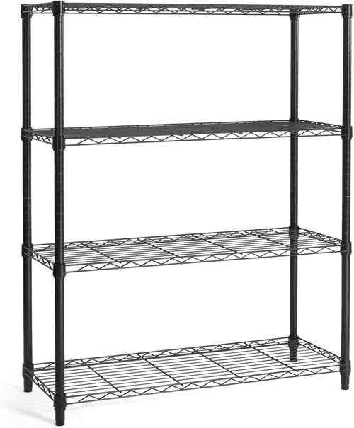 CAPHAUS 4-Tier Wire Shelving Unit - Adjustable Height Metal Storage Rack | Black Utility Organizer