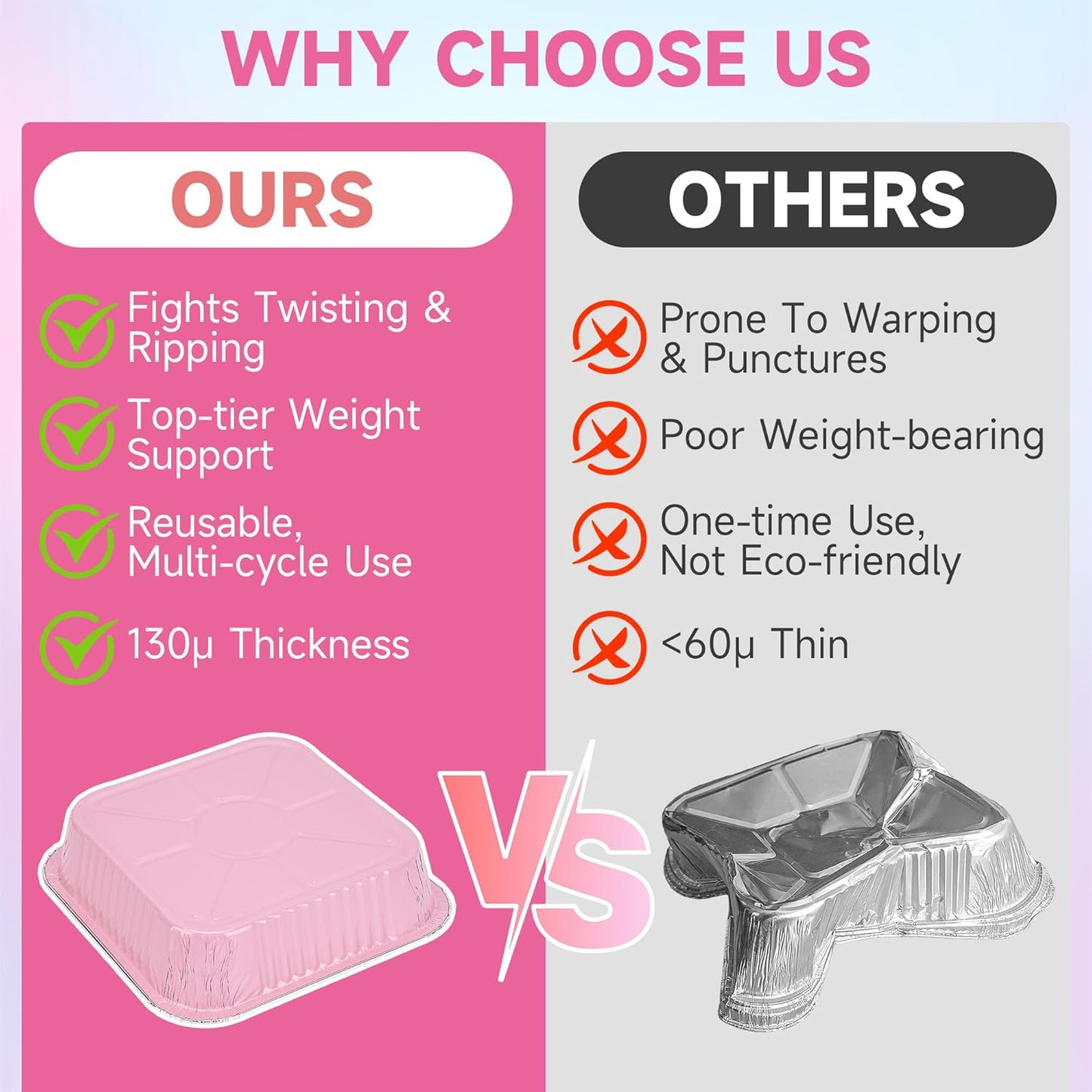 Regine Switzerland 35-Pack Pink 8x8 Inch Disposable Aluminum Foil Pans - Eco-Friendly Baking Trays with Lids & Stickers