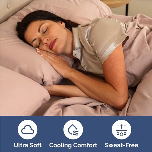 King Size 4-Piece Sheet Set - Ultra-Soft Cooling Bed Sheets for Luxurious Comfort - Deep Pockets, Wrinkle-Free - Oeko-Tex Certified - Mauve