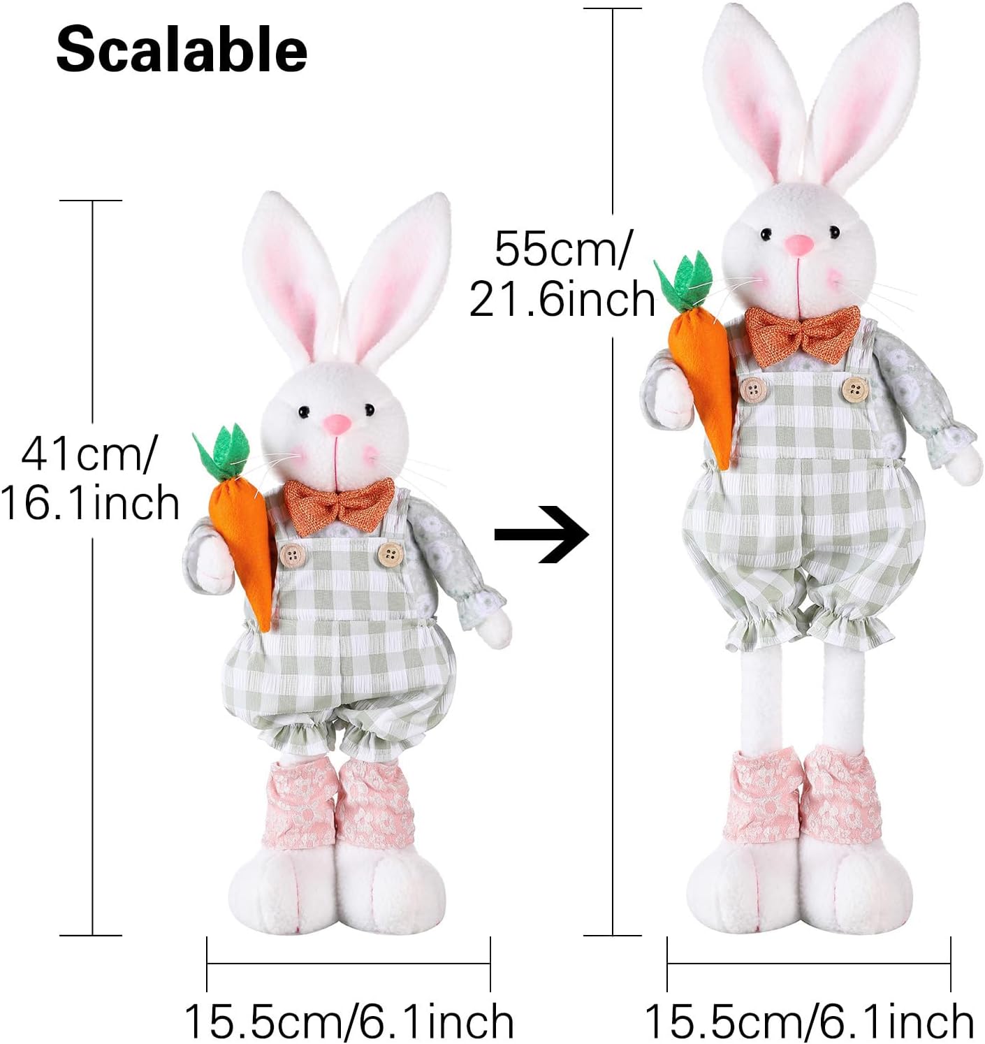 Skiennix Easter Bunny Plush Decoration - Adorable Figurine for Spring Home Decor | Green
