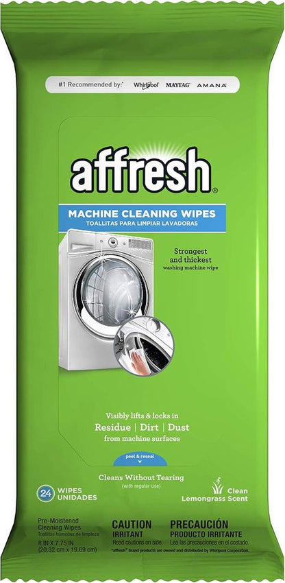 Affresh Washing Machine Cleaner W10355053 - 24 Wipes for Front & Top Load Washers | Effective & Easy to Use