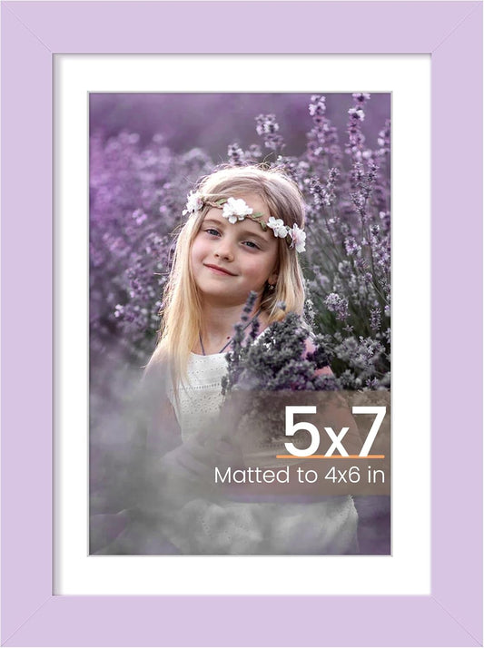 Upsimples 5x7 Picture Frame - Versatile Display for 4x6 Photos with Mat or 5x7 Without | Purple, 1 Pack