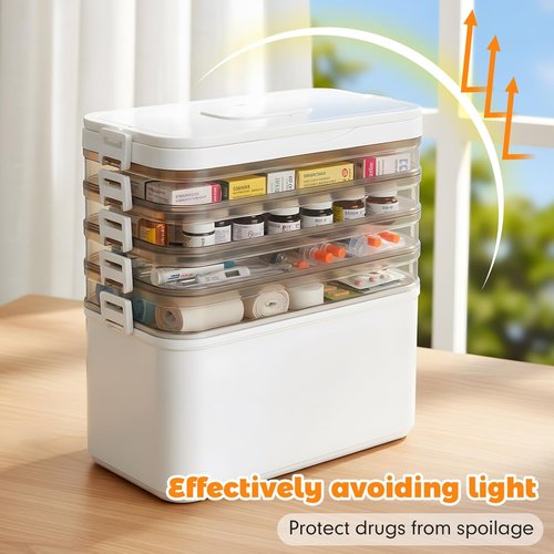 5-Tier Medicine Organizer by [Brand Name] - Portable Medical Cabinet with Handle | 12 x 7 x 12.2 Inch