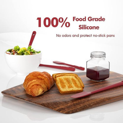 ChefAide Silicone Spatula Set - 4 Pieces, Heat Resistant, Ergonomic Grip for Nonstick Cookware