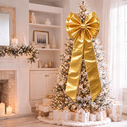 Large Gold Christmas Tree Topper Bow 20 x 40 Inch