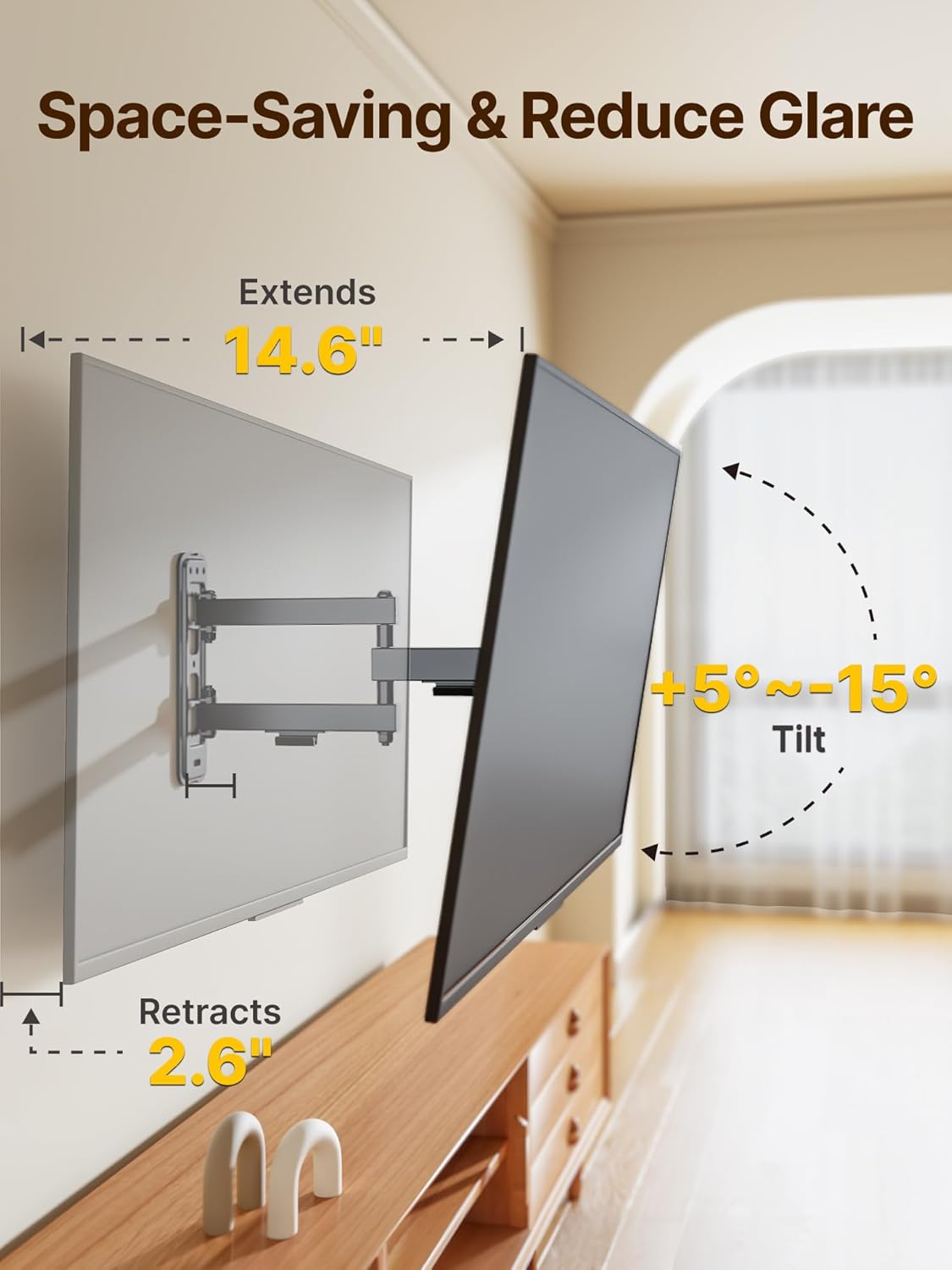 monTEK Full Motion TV Wall Mount Bracket - Swivel & Tilt for 13-43 Inch LED LCD TVs | Max VESA 200x200mm, 44lbs Capacity