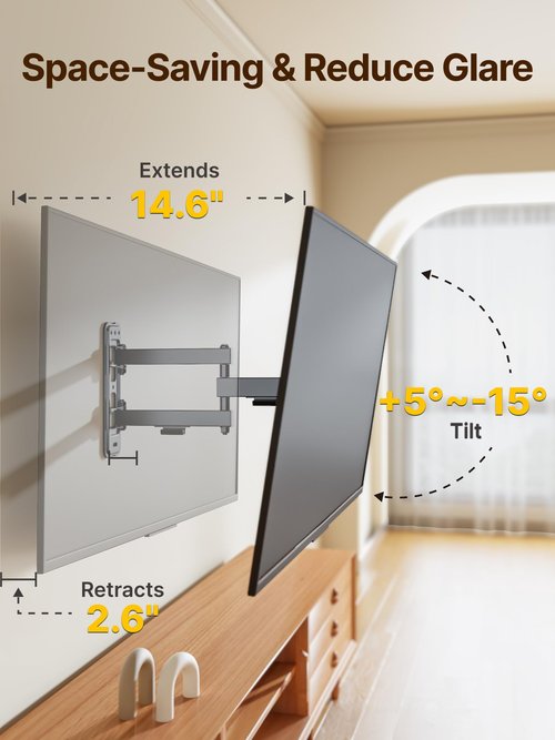monTEK Full Motion TV Wall Mount Bracket for Most 13-43 Inch LED LCD Flat Screen TVs & Monitors, Swivel Tilt Extension Rotation with Articulating Arms, TV Mount Max VESA 200x200mm, up to 44lbs