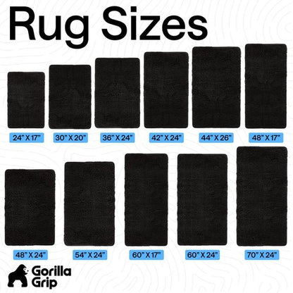 GORILLA GRIP Bath Rug Mat 44x26, Thick Soft Absorbent Chenille, Quick Dry Microfiber Mats, Rubber Backing Washable Shower Floor Rugs, Bathmat Runner, US Designed Bathroom Home Decor Accessories Black