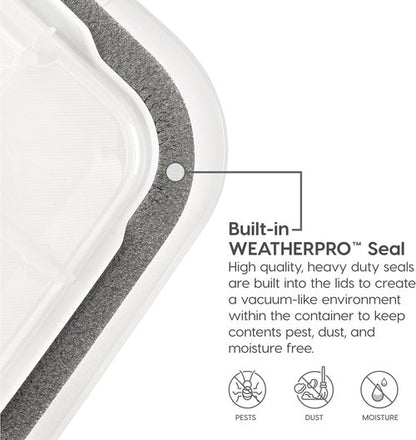 IRIS USA WeatherPro 19 Qt Storage Bins - BPA-Free Plastic with Tight Latch & Seal | 6 Pack - Clear/Black