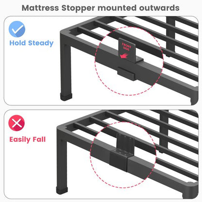 14 Inch Twin Bed Frame, Metal Platform Bed Frame with Round Corner Legs, 3500 lbs Heavy Duty Steel Slats Support, No Box Spring Needed, Noise Free, Easy Assembly, Black