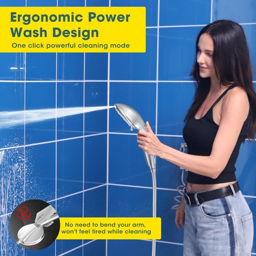 FASDUNT Shower Head with Handheld, High Pressure 8-Mode Filtered Shower Head with 80" Extra Long Stainless Steel Hose & Adjustable Bracket, Built-in Filter for Hard Water -Remove Chlorine, Chrome