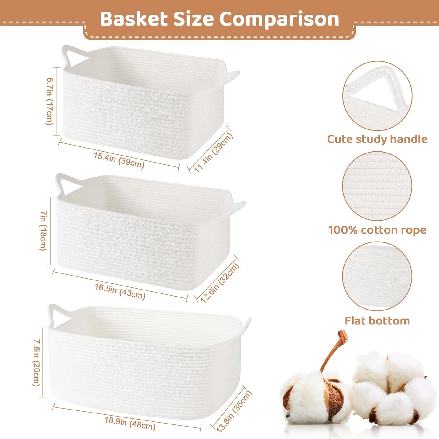 OIASKET Large Woven Gift Basket for Baby Showers - 16.5" L x 12.6" W x 7" H | Cute Storage with Handles