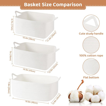 OIASKET Large Woven Gift Basket for Baby Showers - 16.5" L x 12.6" W x 7" H | Cute Storage with Handles