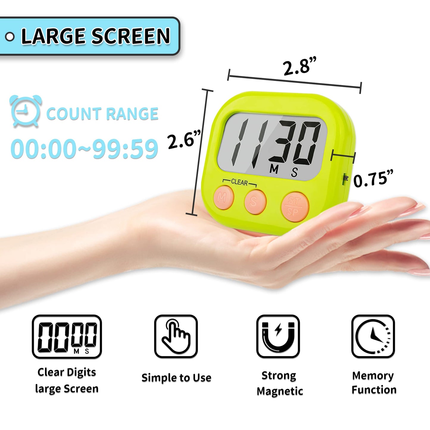 Classroom Timers for Teachers Kids Large Magnetic Digital Timer 2 pack