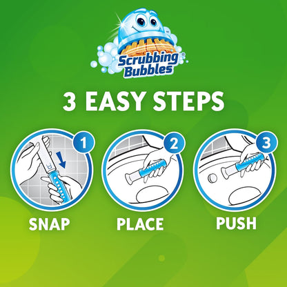 Scrubbing Bubbles Toilet Bowl Cleaning Gel Stamps - Prevents Limescale & Rings, Rainshower Scent, 24 Stamps