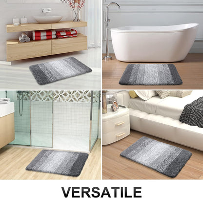 OLANLY U-Shaped Grey Rug Set - Soft Bath Mat & Toilet Rug Bundle | Low Pile, Non-Slip, Machine Washable