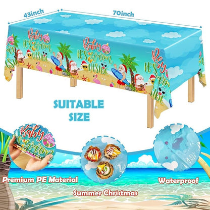Disposable Christmas in July Tablecloth Set, 3 Pack 70x43 in – Summer Beach Party