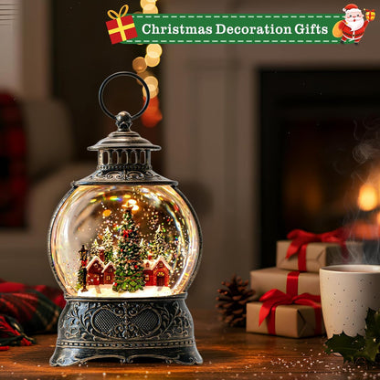 Regine Switzerland Christmas Snow Globe Lantern - Musical Water Lantern with Timer & USB/Battery Operated | Festive Decoration Gift