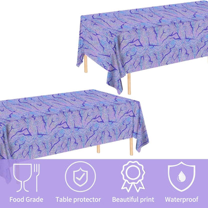 Skiennix Holographic Tablecloth - 54x108 Inch Purple Lightning Bolt | Waterproof Disposable Cover for K-Pop Birthday Party