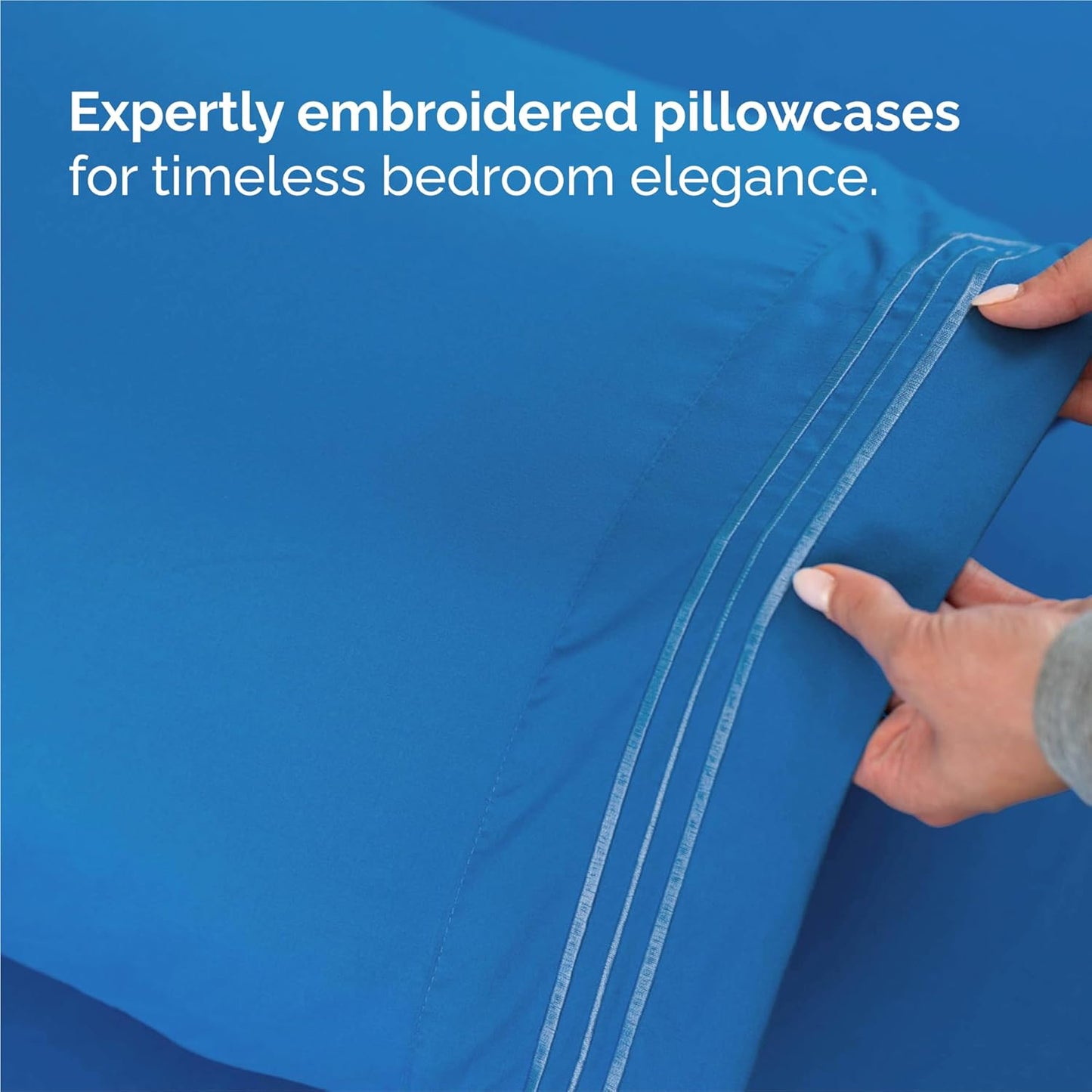 Royal Blue Split King Size 5-Piece Sheet Set | Comfy, Breathable & Cooling Hotel Luxury Bedding