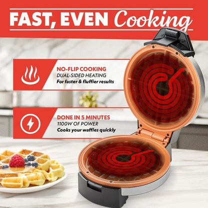Gourmia Belgian Waffle Maker - Compact Design with Adjustable Browning & Easy-Clean Nonstick Plates