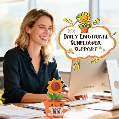 4THFARMES Inspirational Sunflower Figurine - Get Well Soon Gift for Friends & Coworkers | Stress Relief Desk Decor