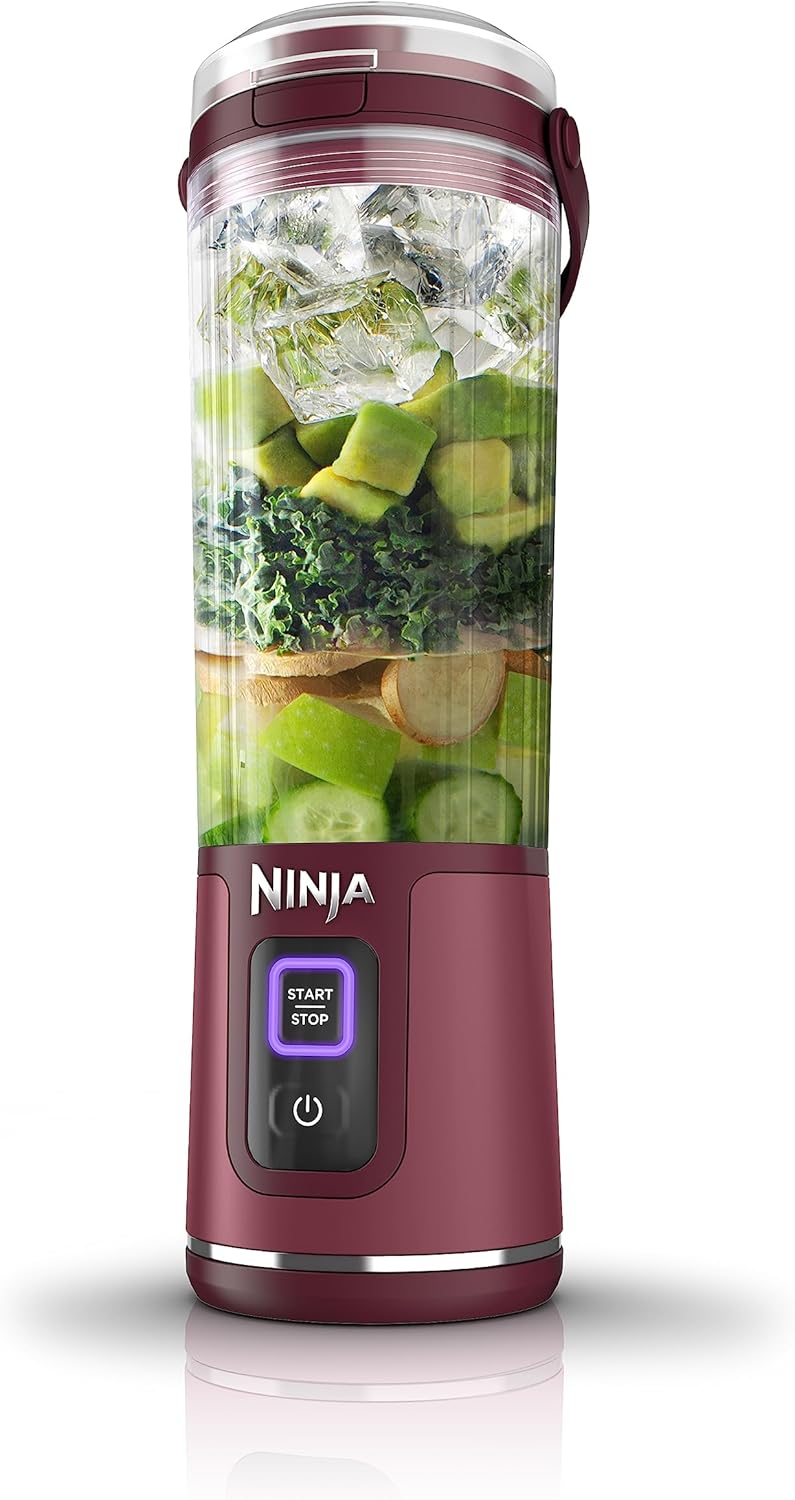 Ninja BC151CR Blast Portable Blender - Cordless 18oz Personal Blender for Smoothies & Shakes | BPA Free, USB-C Rechargeable, Leakproof Lid, Dishwasher Safe, Cranberry Red